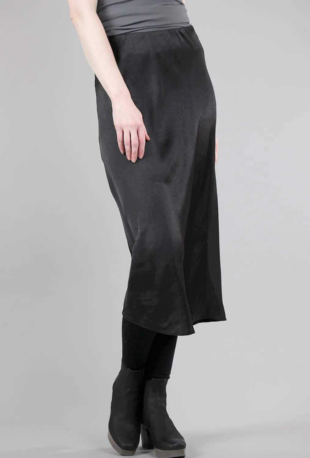 Outlet Evie Lou Bias-Cut Sateen Skirt, Black
