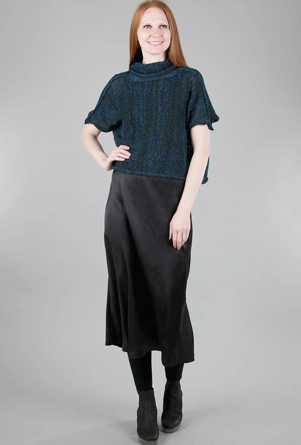 Outlet Evie Lou Bias-Cut Sateen Skirt, Black