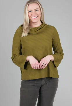 Outlet Evie Lou Cascade Cotton Cowl Tee, Moss