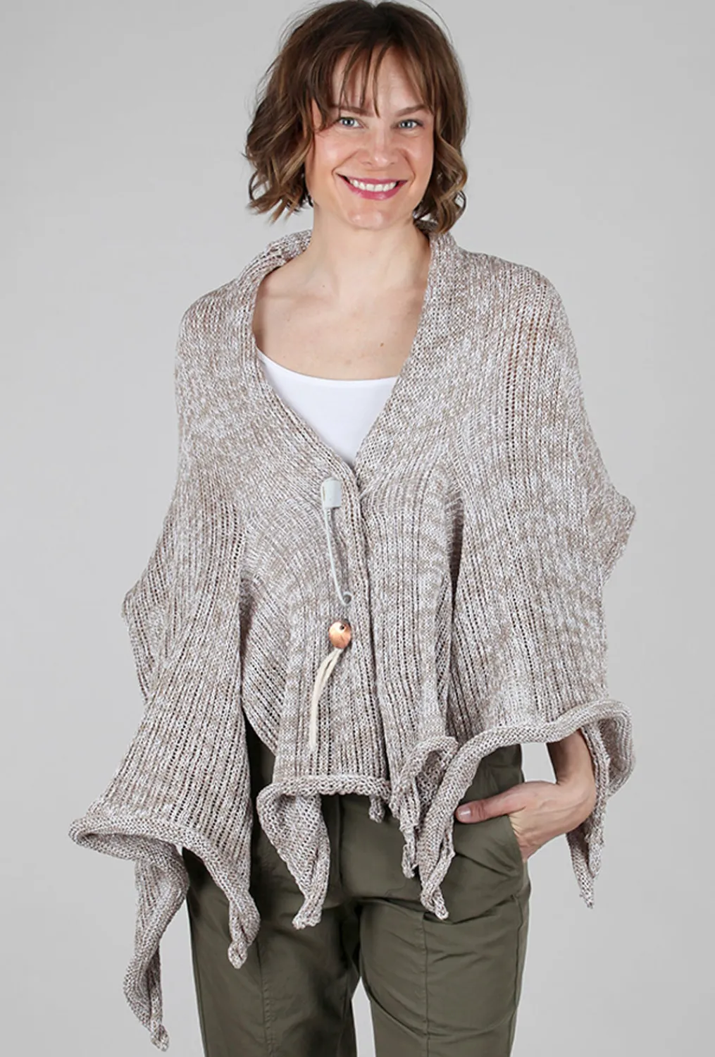 Best Sale Evie Lou Clever Shawl Cardie, Tan/Fisher