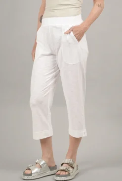 Clearance Evie Lou Cotton Slub Pocket Capri, White
