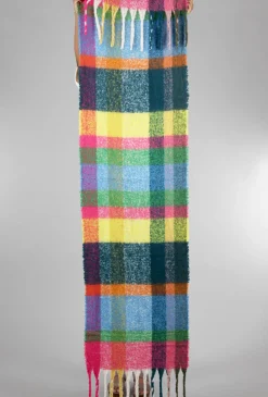 New Evie Lou Crc Scarf, Bright Pink Plaid