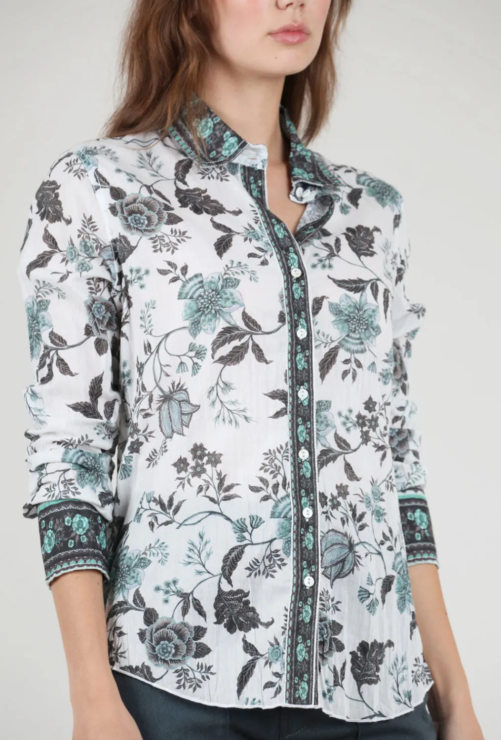 Best Sale Evie Lou Crinkle Cotton Shirt, Tunisia Seaglass