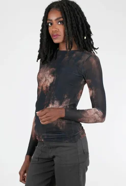 Online Evie Lou Florence Double Sheer Top, Velvet/Earth