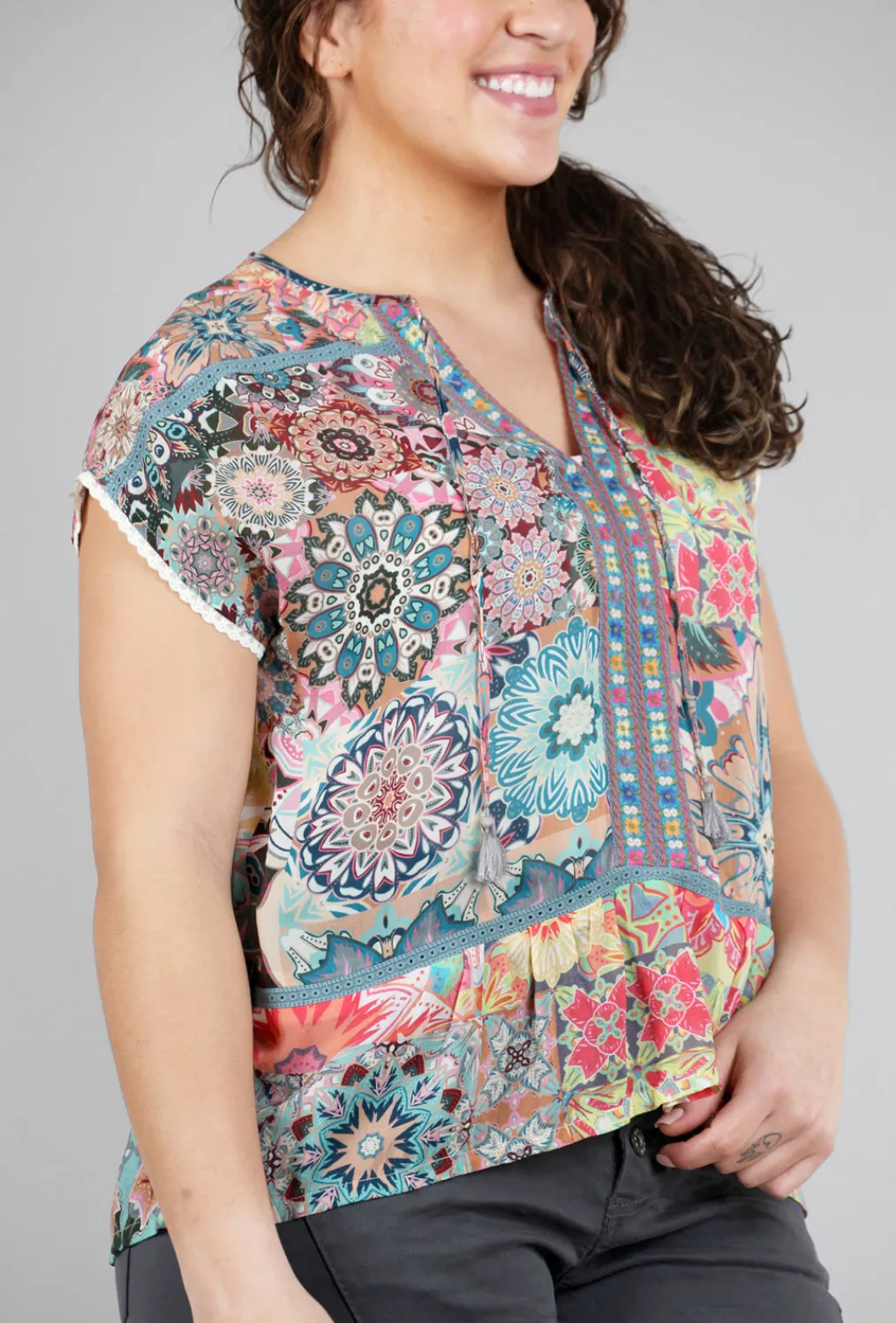 Best Evie Lou Kaleida Paise Blouse, Blue Multi