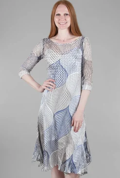 Flash Sale Evie Lou Lace-Neck Leaf Dress, Lapis