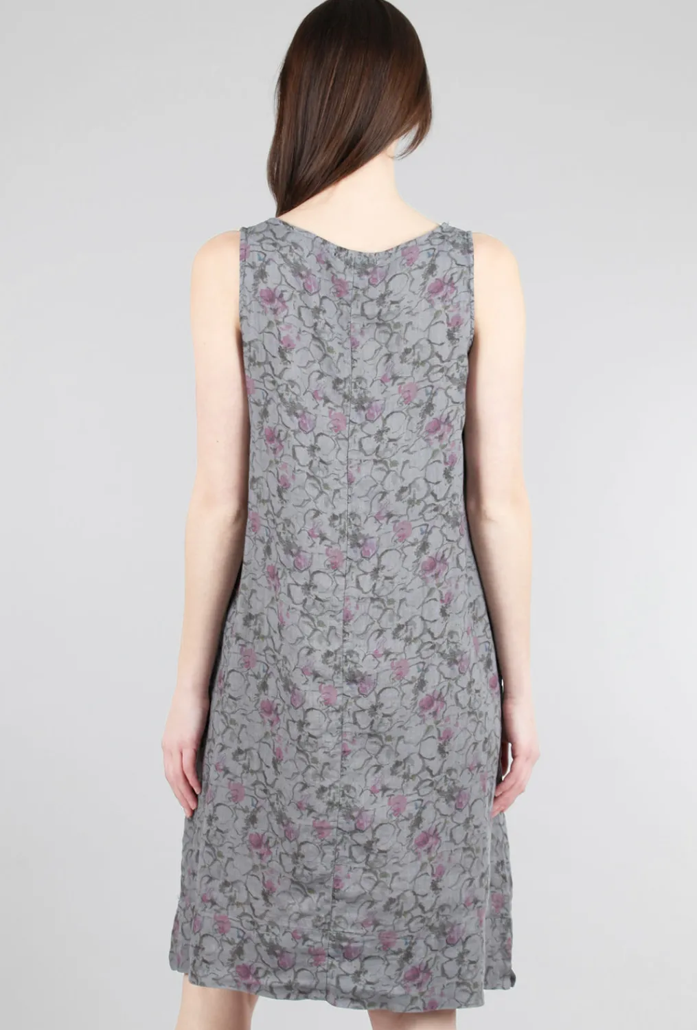 Discount Evie Lou Linen Floral Tank Dress, Cobblestone Gray