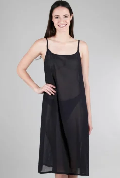 New Evie Lou Longer Cotton Slip, Black