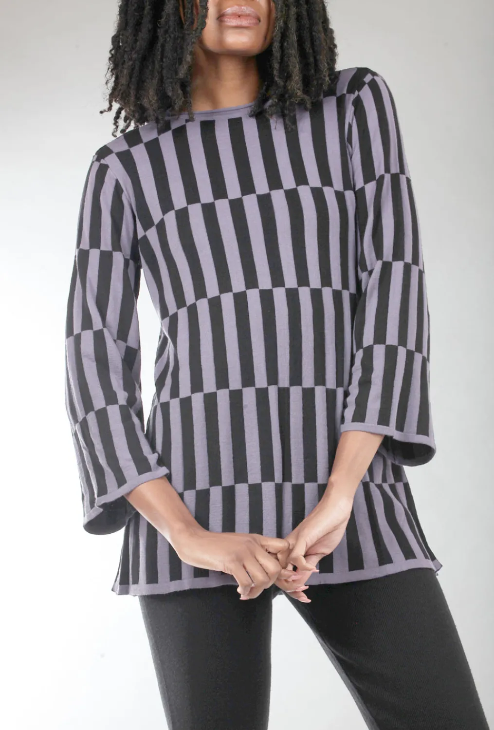 New Evie Lou Mondrian Sweater, Blue/Black