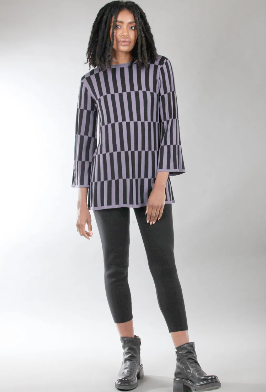 New Evie Lou Mondrian Sweater, Blue/Black