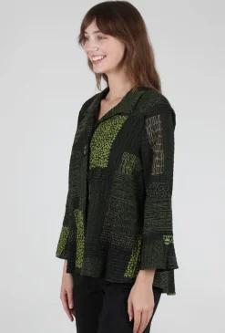 Sale Evie Lou Organic Mix Placket Shirt, Forest