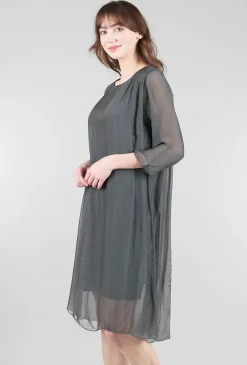 Hot Evie Lou Silky Claudia Dress, Anthracite