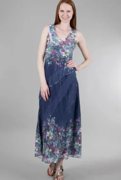 Cheap Evie Lou Spring Meadow Long Ruffle Dress, Indigo