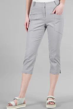 Sale Evie Lou Stretch Canvas Seam Capri, Gull Gray