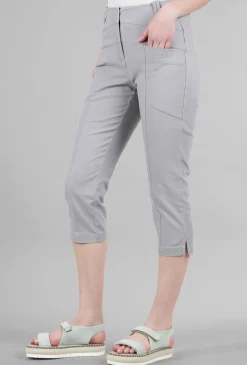 Sale Evie Lou Stretch Canvas Seam Capri, Gull Gray