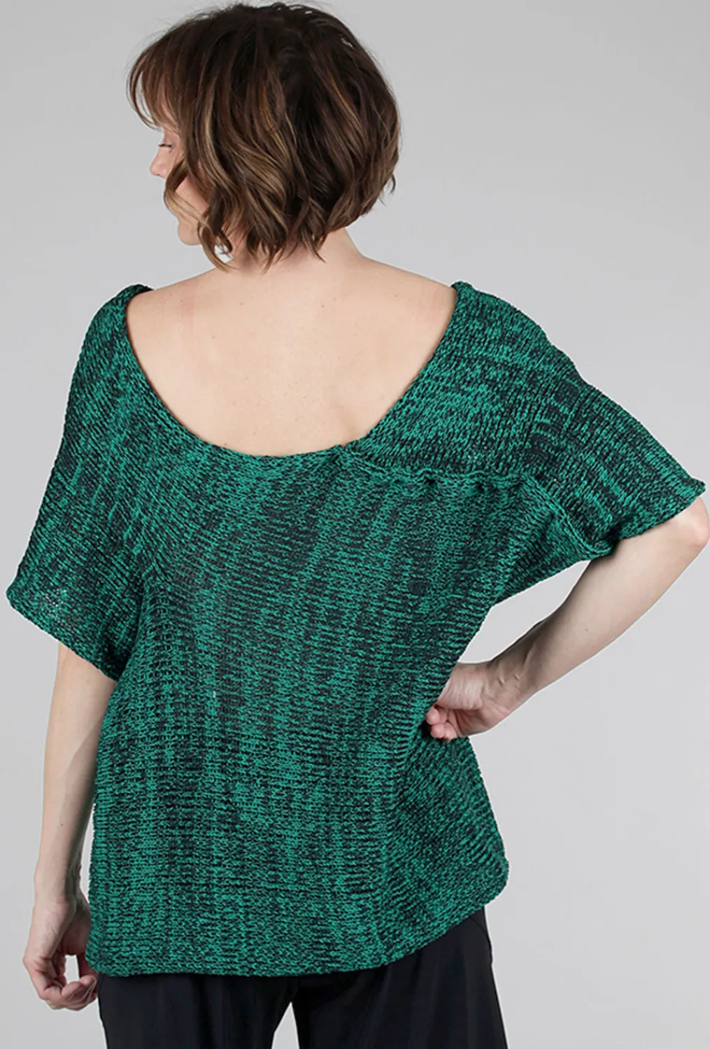Clearance Evie Lou Twisty Sweater, Teal/Black