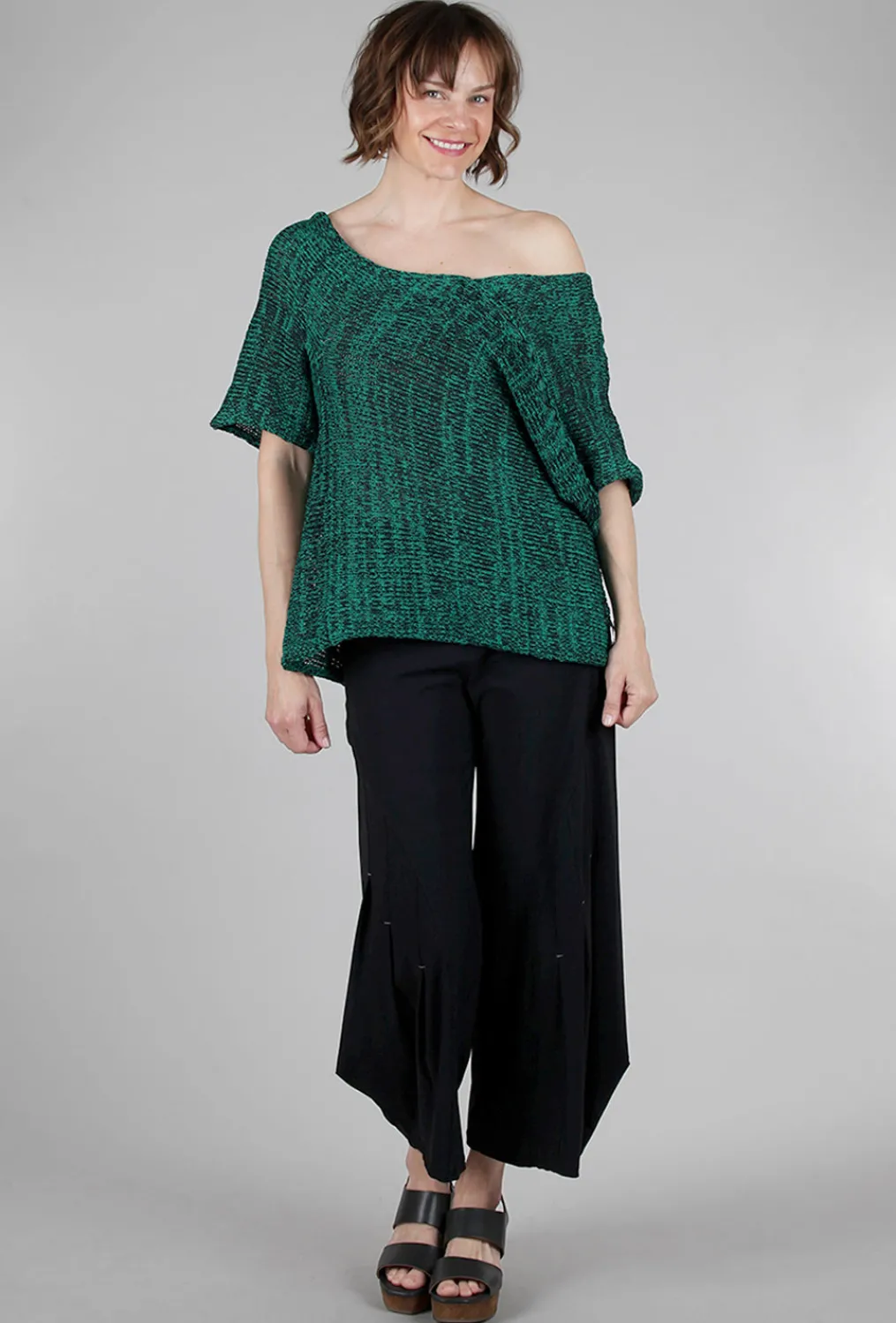 Clearance Evie Lou Twisty Sweater, Teal/Black