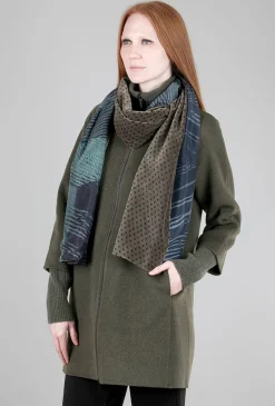 Cheap Evie Lou Velvet/Silk Scarf, Khaki/Black Dot