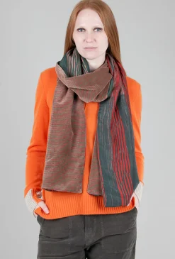 Clearance Evie Lou Velvet/Silk Scarf, Tan/Red Stripe