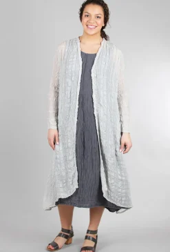 Clearance Evie Lou Airy Silk Pucker Duster, Cement