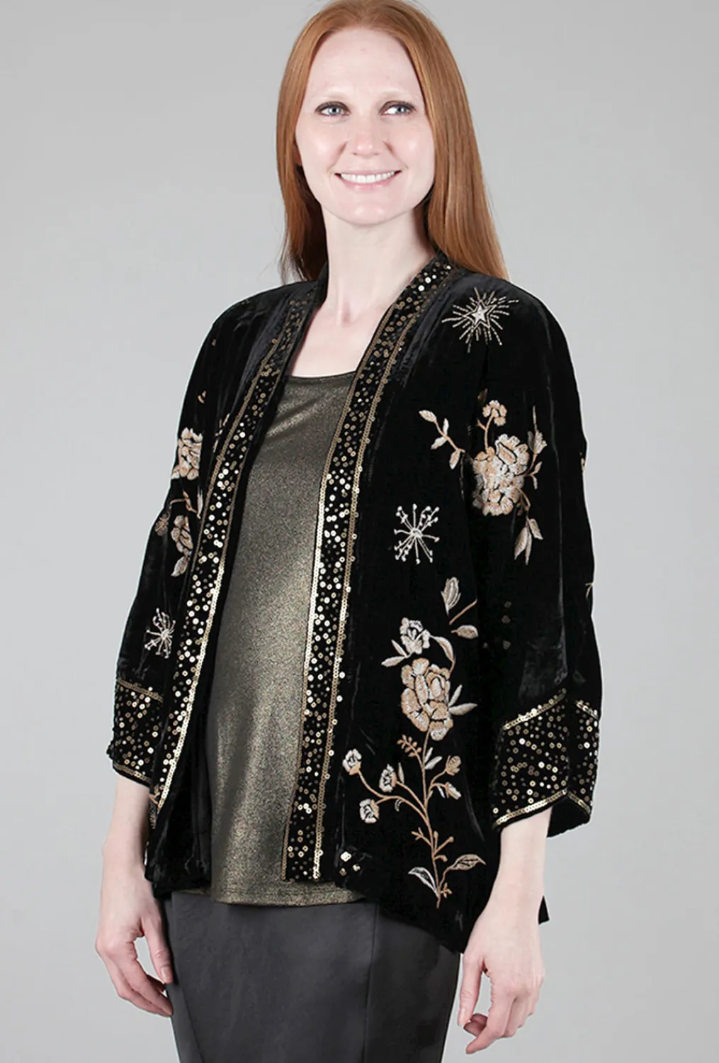 Flash Sale Evie Lou Ally Velvet Kimono, Black