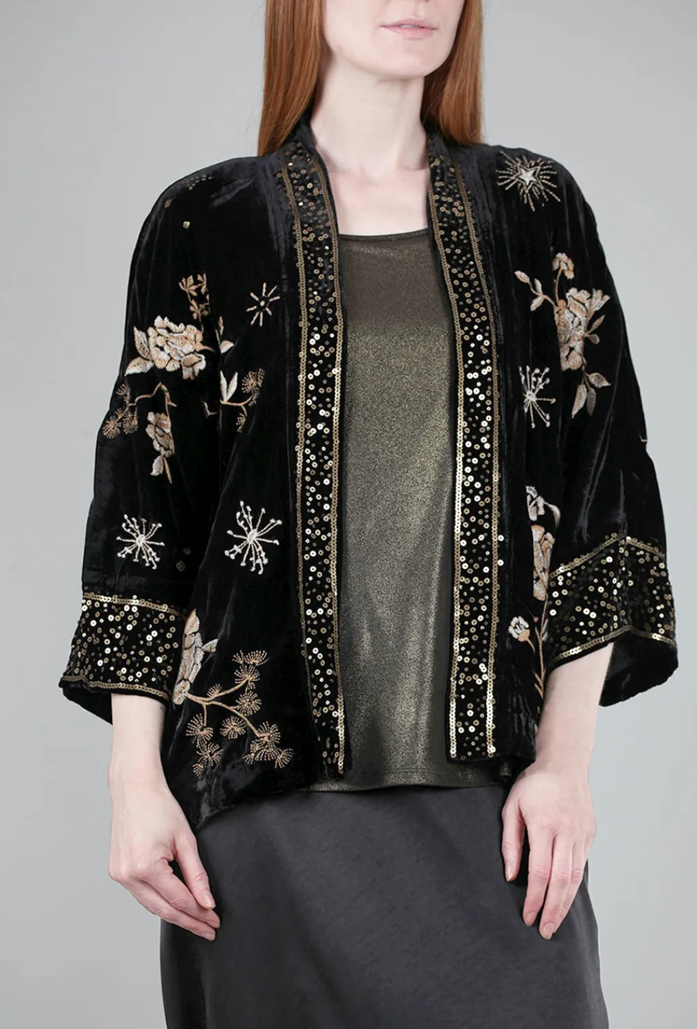 Flash Sale Evie Lou Ally Velvet Kimono, Black