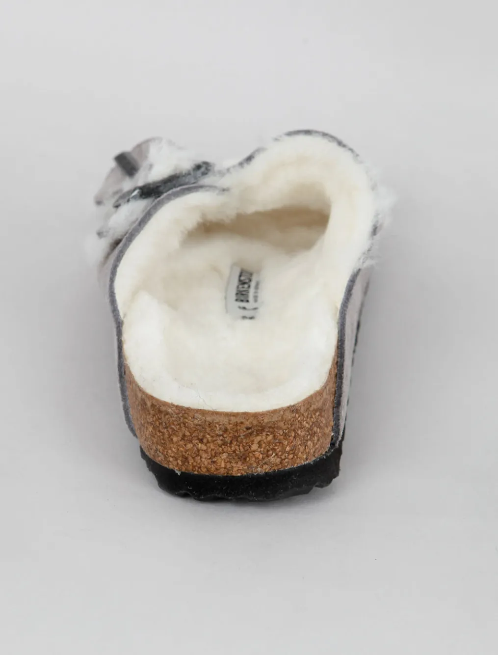 Clearance Evie Lou Arizona Shearling Sandal, Stone Suede