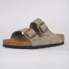 Store Evie Lou Arizona Soft Bed Sandal, Taupe Suede