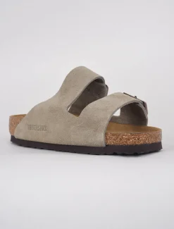 Store Evie Lou Arizona Soft Bed Sandal, Taupe Suede