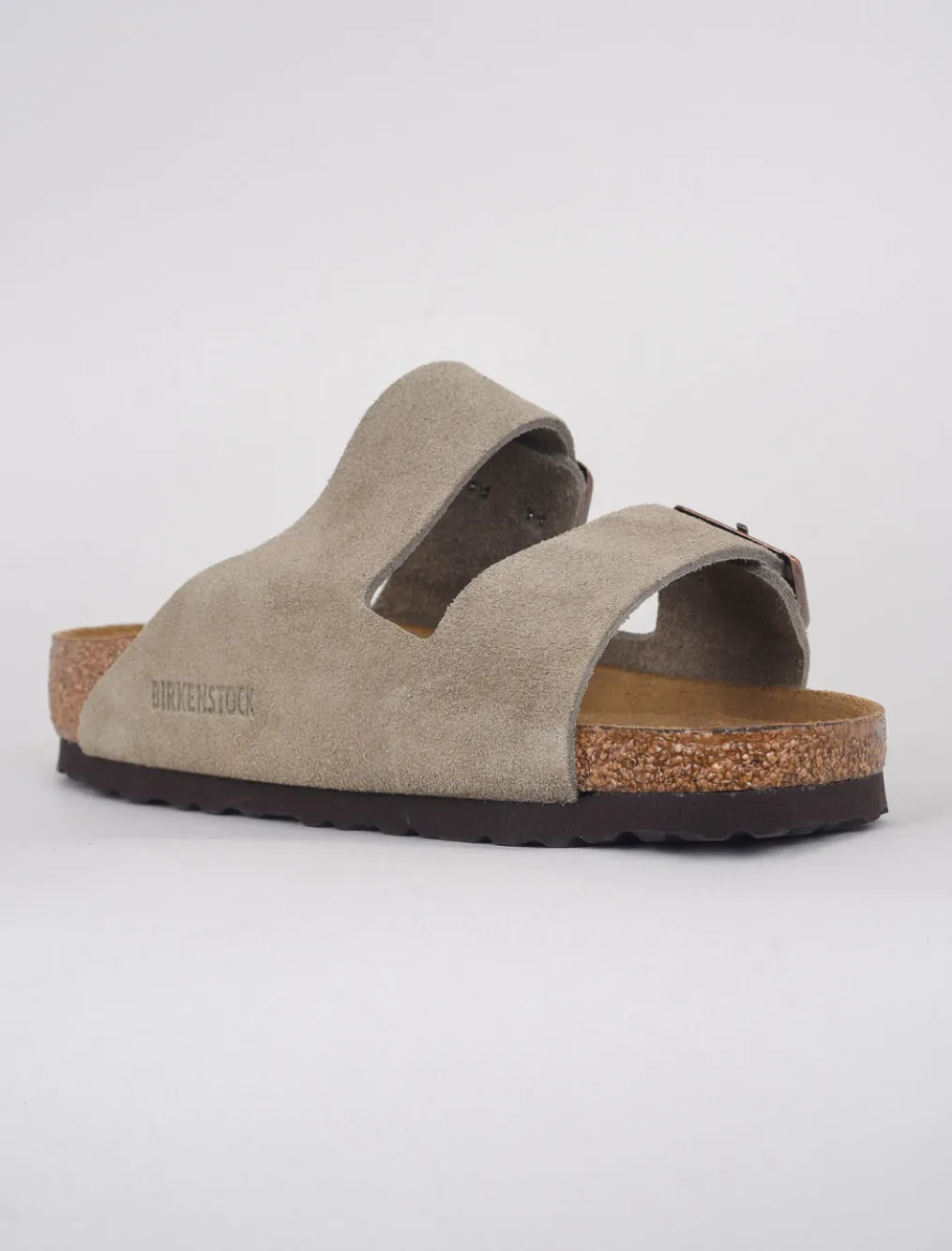 Store Evie Lou Arizona Soft Bed Sandal, Taupe Suede