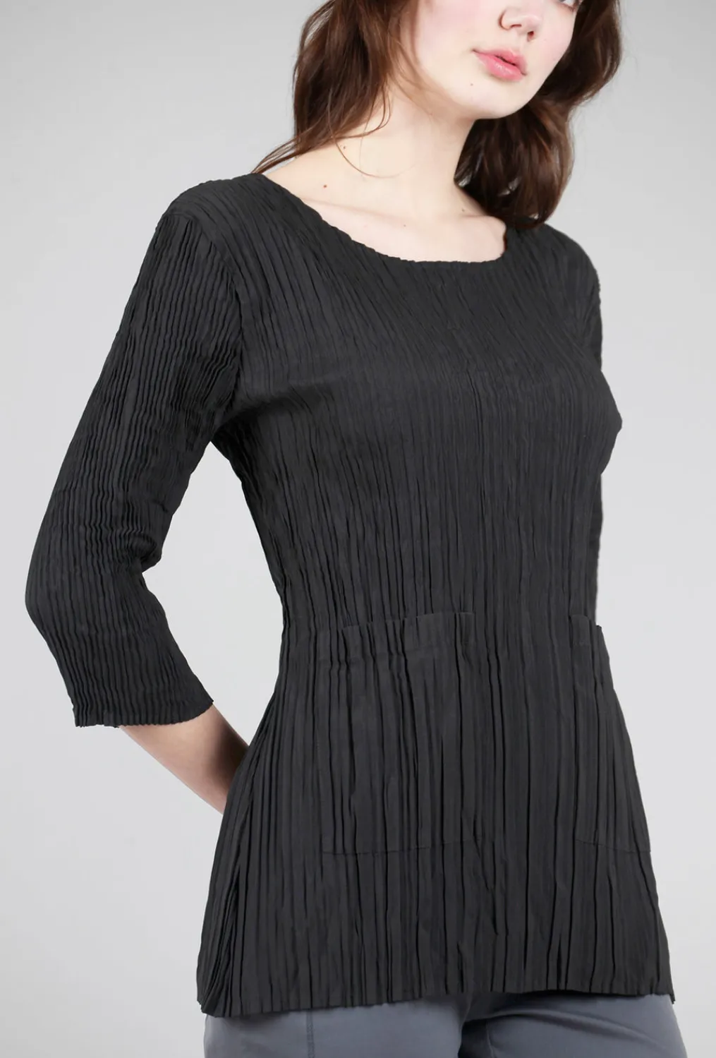 Flash Sale Evie Lou Artful Crinkle Blouse, Black