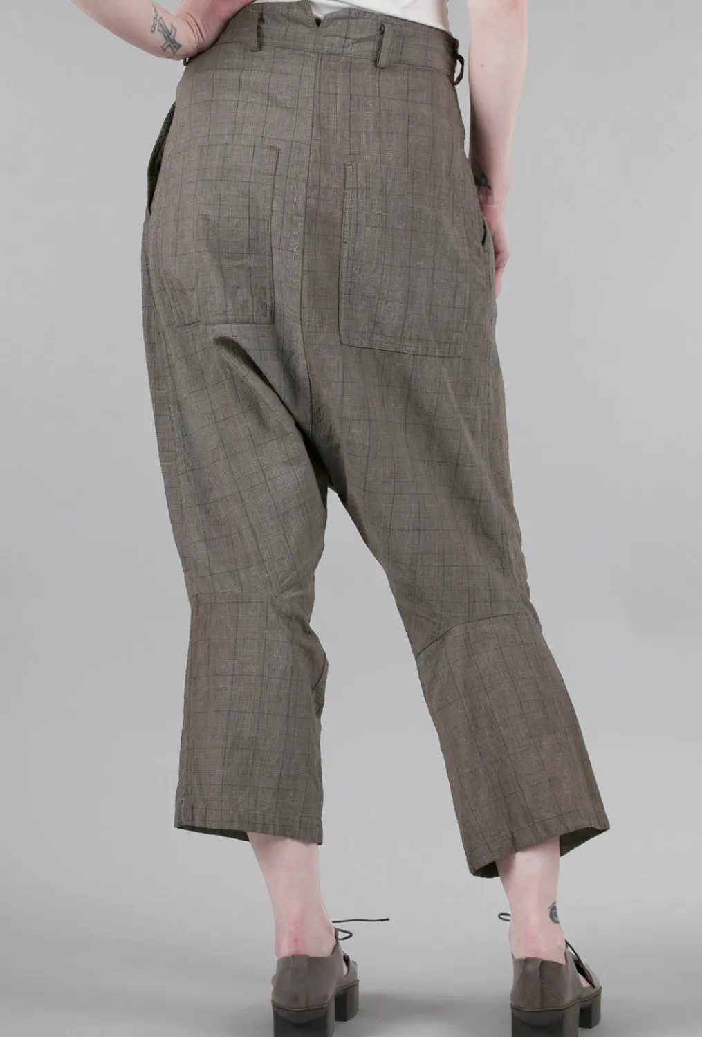 New Evie Lou Artsy Banker Plaid Pant, Linen