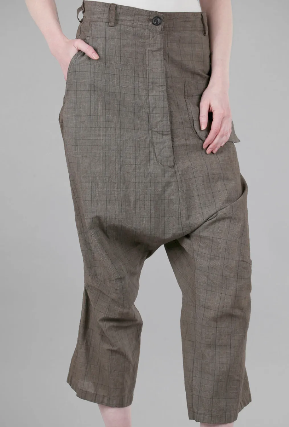 New Evie Lou Artsy Banker Plaid Pant, Linen
