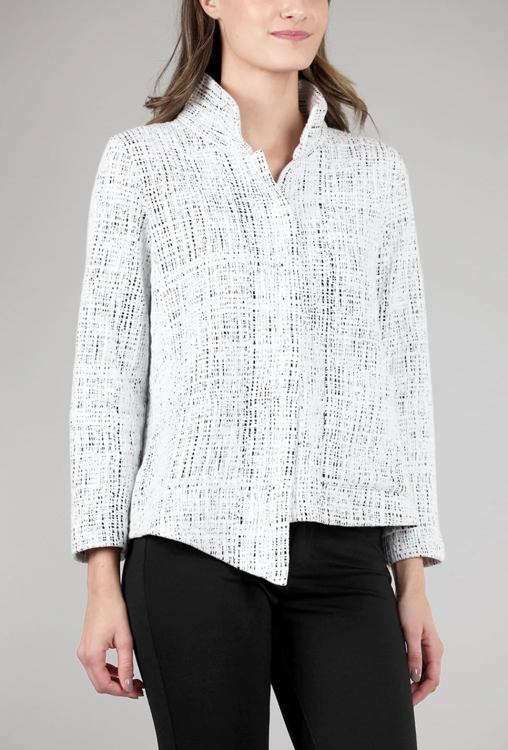 Sale Evie Lou Asym Hem Zip Blazer, Cream