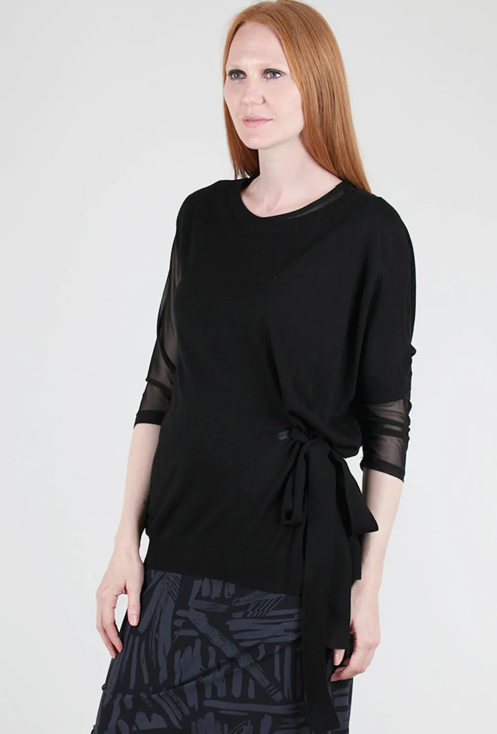 Outlet Evie Lou Asym Tie-Detail Sweater, Black