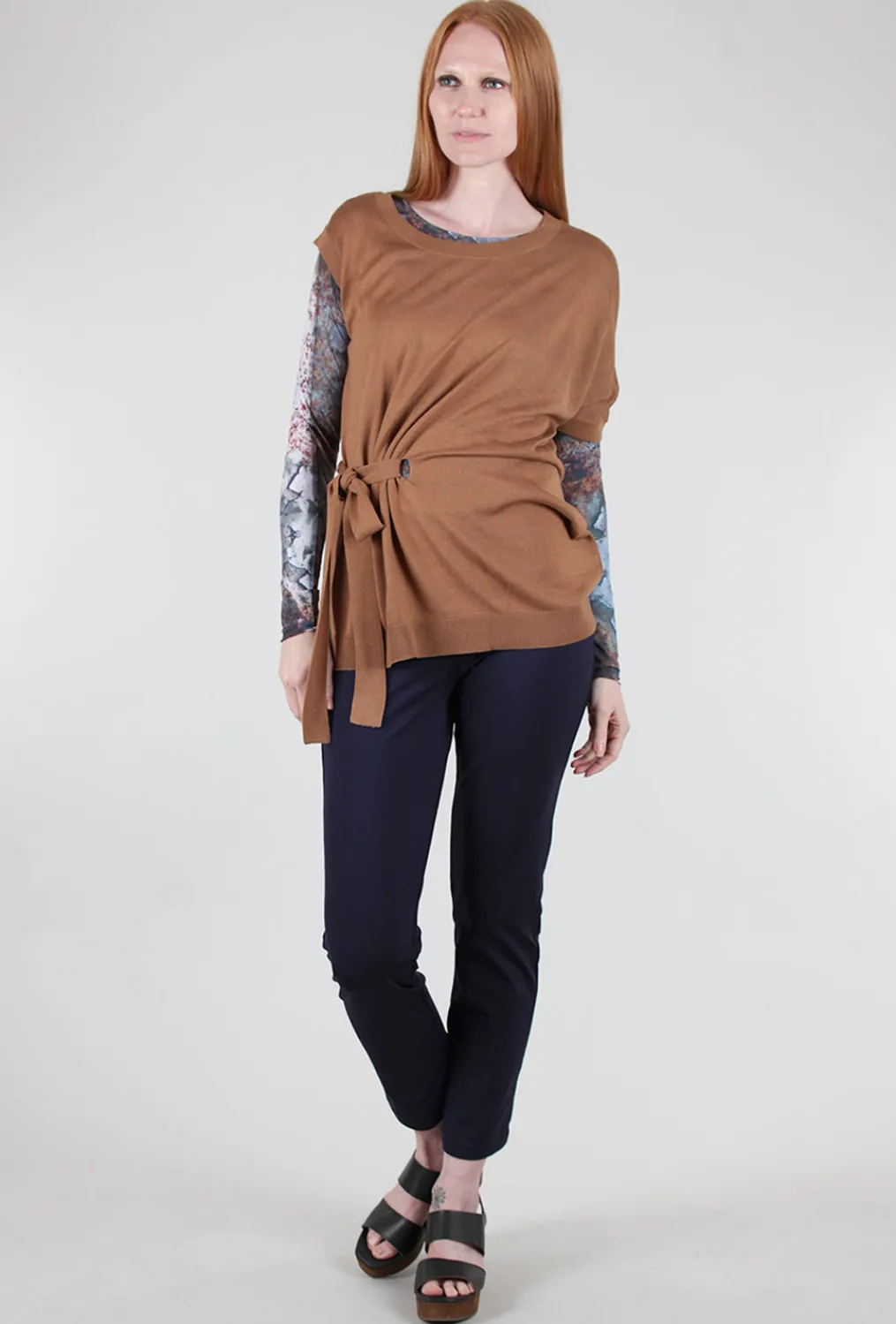 Cheap Evie Lou Asym Tie-Detail Sweater, New Camel
