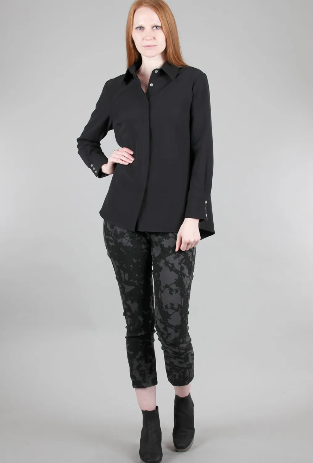 Flash Sale Evie Lou Back-Pleat Drape Blouse, Black
