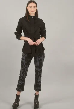 Discount Evie Lou Belted Zip Top, Black