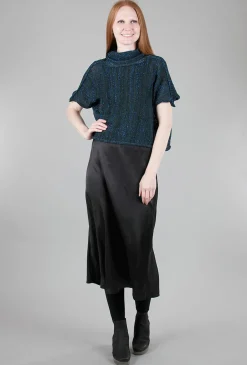Outlet Evie Lou Bias-Cut Sateen Skirt, Black
