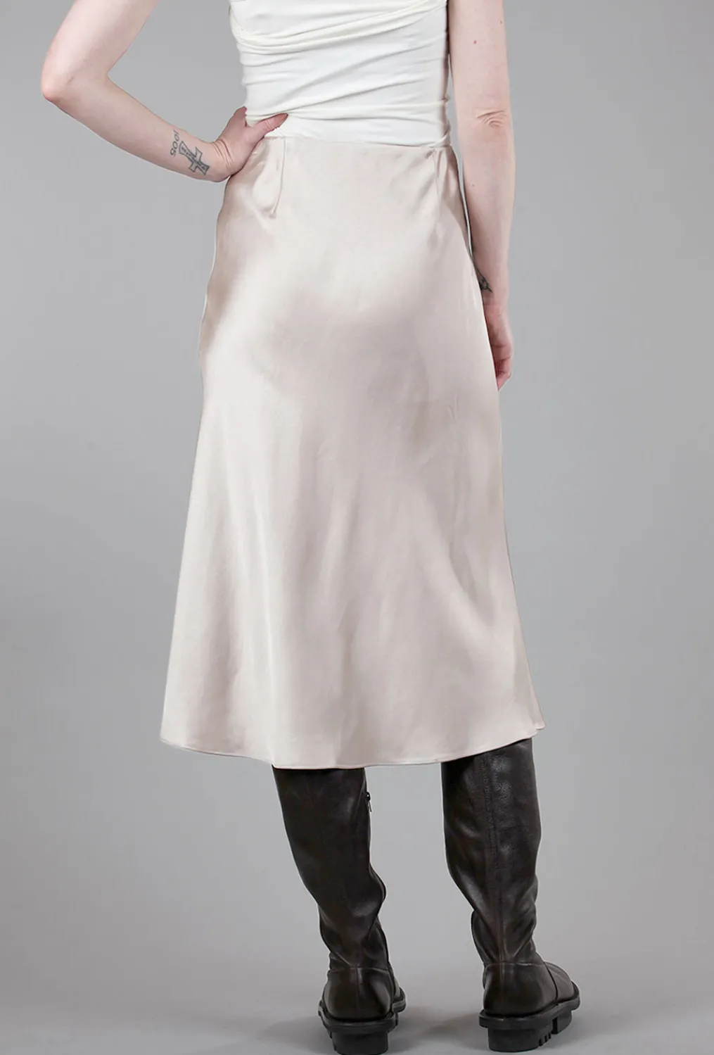 Outlet Evie Lou Bias-Cut Sateen Skirt, Champagne