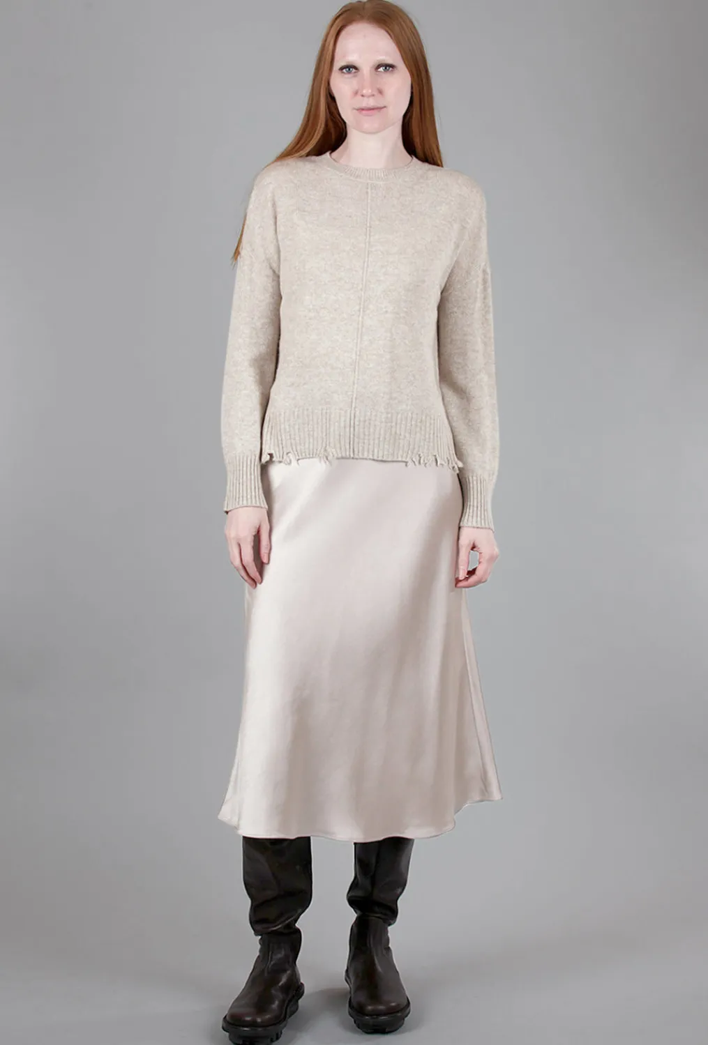 Outlet Evie Lou Bias-Cut Sateen Skirt, Champagne