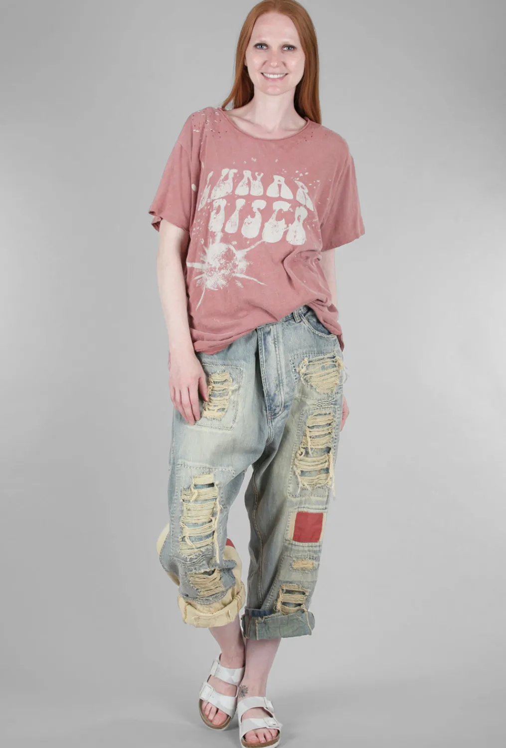 Store Evie Lou Boyfriend Tee, Lunar Disco/Bisou
