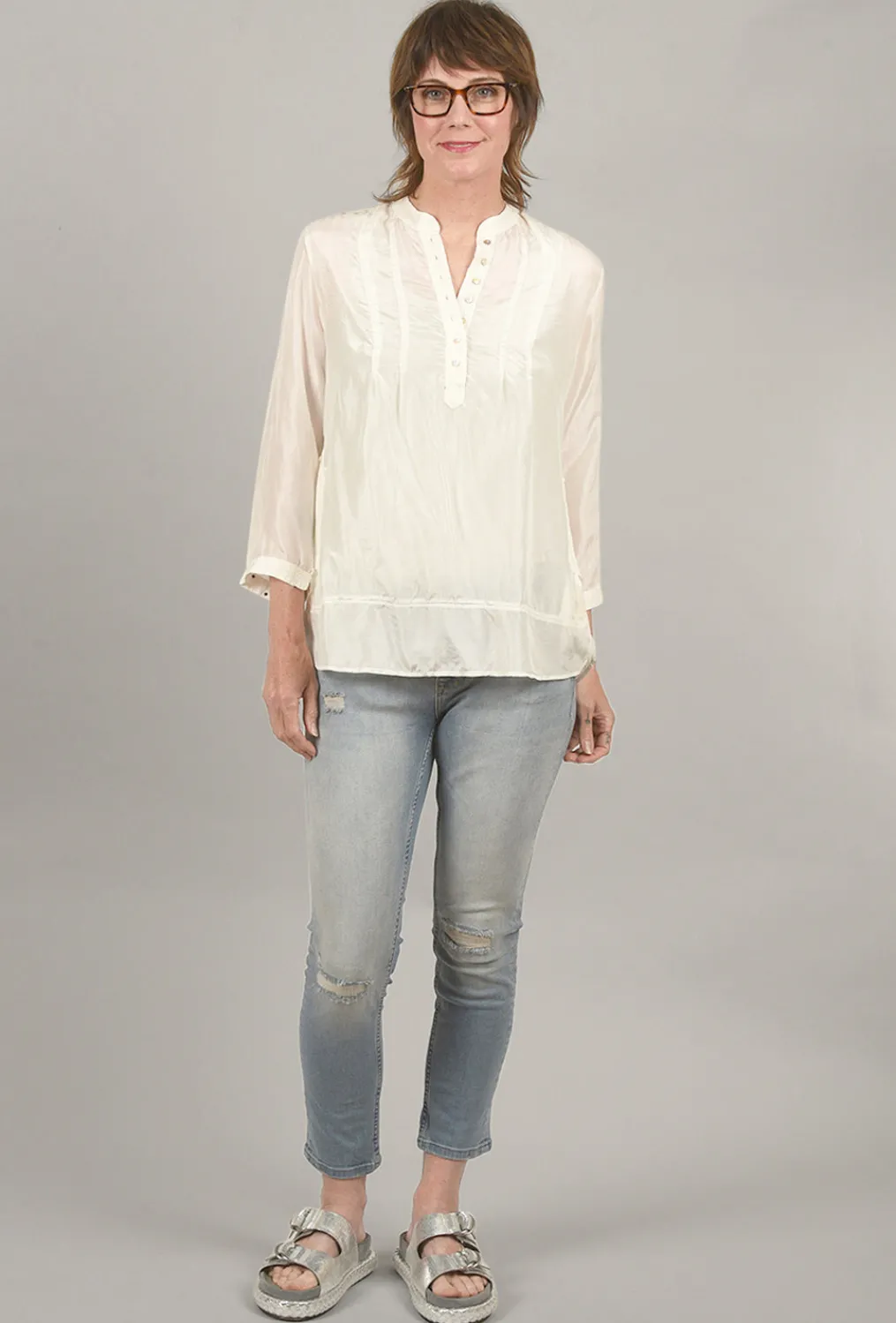 Cheap Evie Lou Brylee Silk Blouse, White