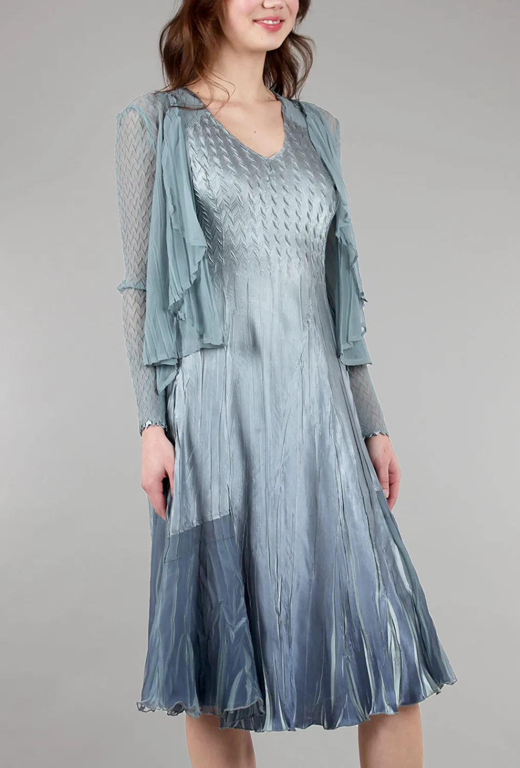 Fashion Evie Lou Carolyn Dress/Jacket Combo, Ocean Blue Ombre