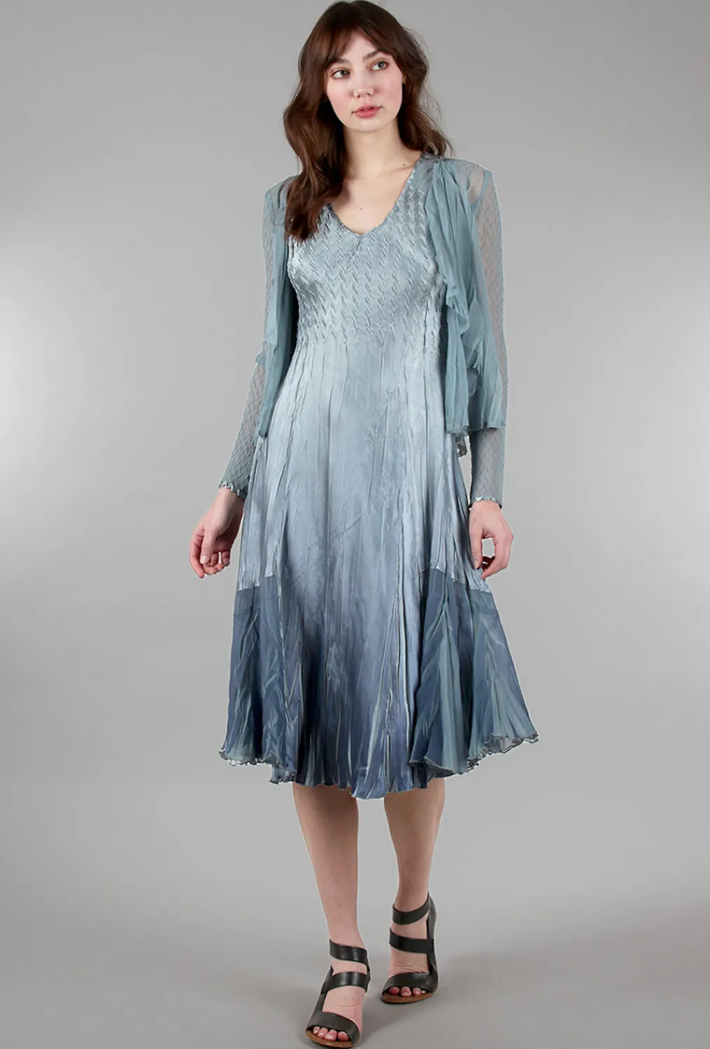 Fashion Evie Lou Carolyn Dress/Jacket Combo, Ocean Blue Ombre