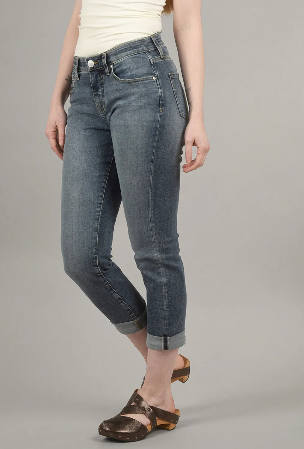 Online Evie Lou Carter Girlfriend Jeans, Mid-Vintage Blue