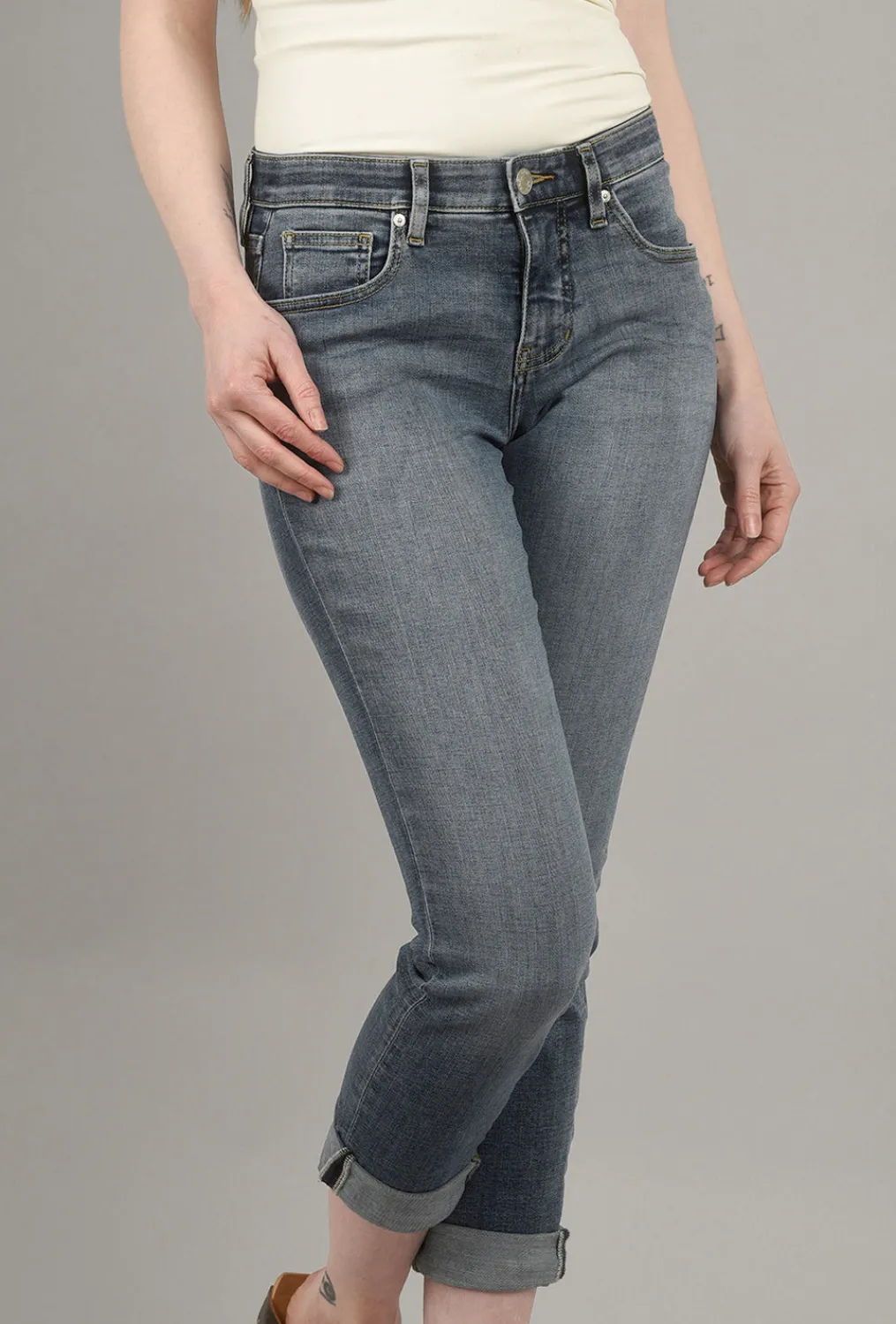 Online Evie Lou Carter Girlfriend Jeans, Mid-Vintage Blue