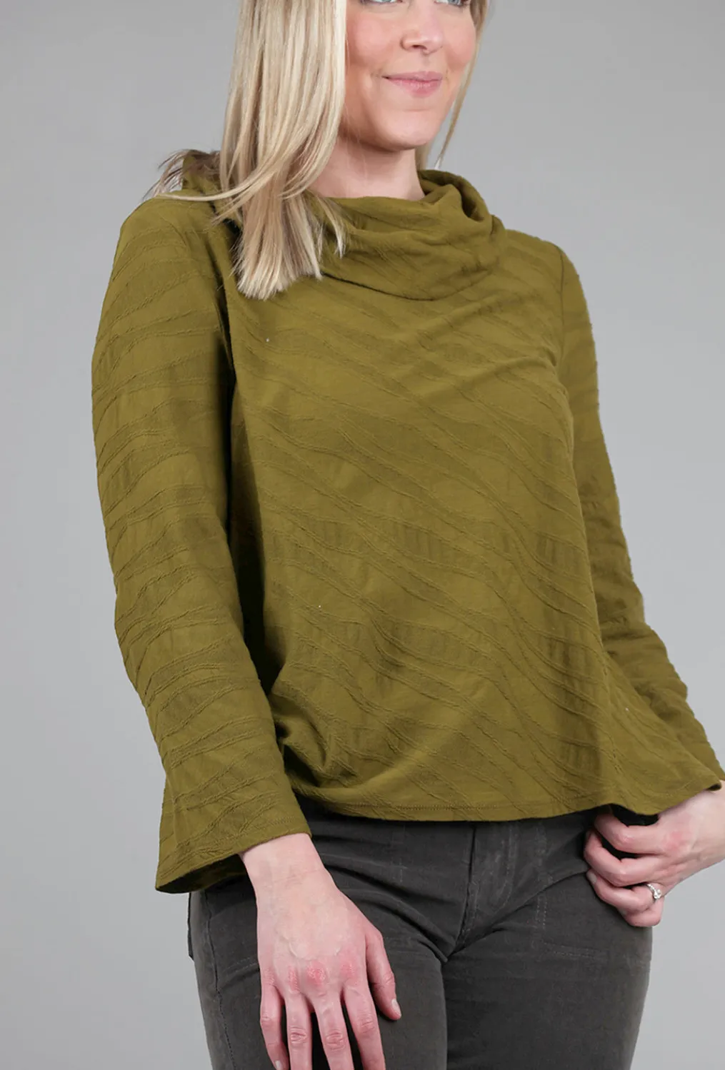 Outlet Evie Lou Cascade Cotton Cowl Tee, Moss