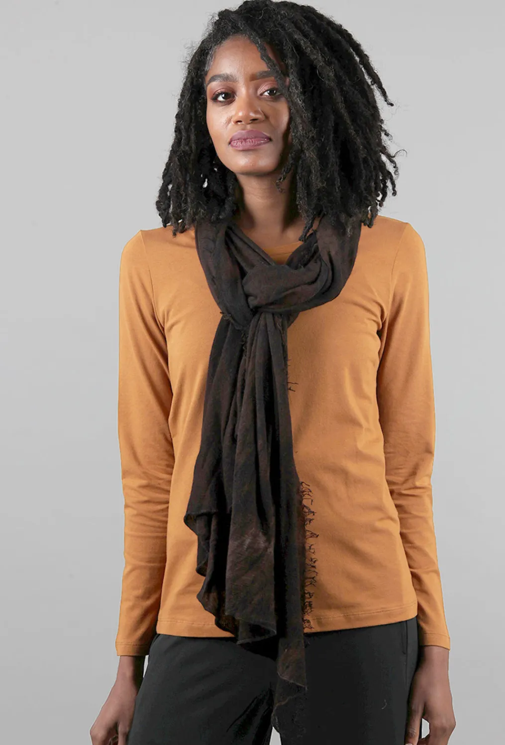 Best Sale Evie Lou Cashmere Love Scarf, Hand-Dyed Brown