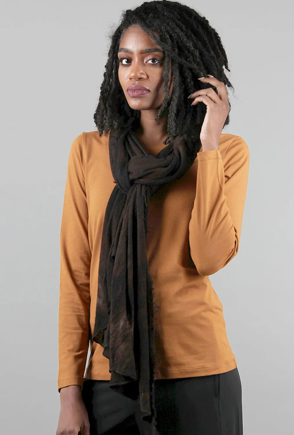 Best Sale Evie Lou Cashmere Love Scarf, Hand-Dyed Brown